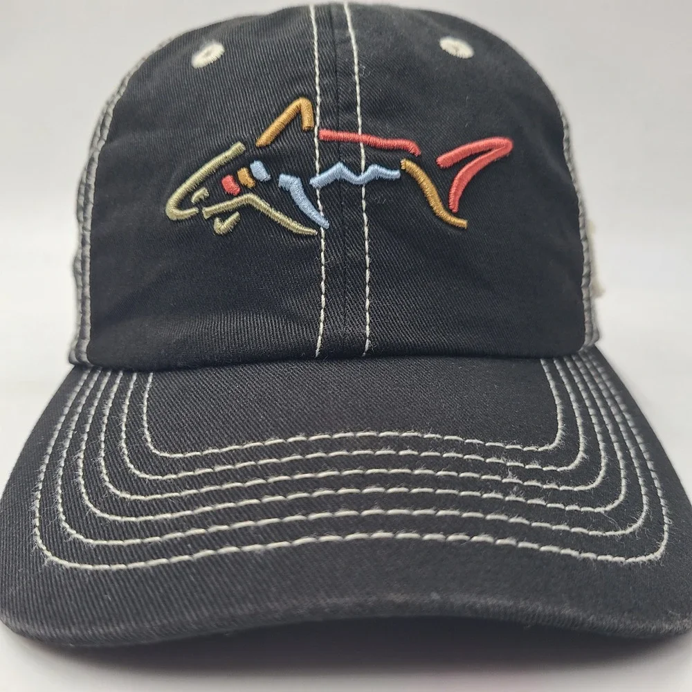 Greg Norman Hat Adjustable Black Golf‎ Shark Logo Casual Wear Cotton Dad Men